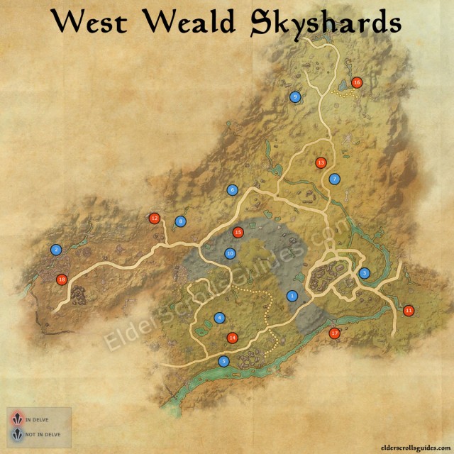 West Weald Skyshards Map